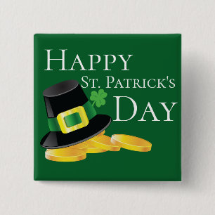 St. Patrick's Day Leprechaun Hat & Guld Mynt Knapp