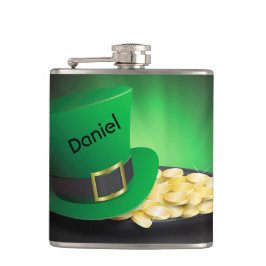 St. Patrick's Day Leprechaun Hat och Pot of Guld Fickplunta