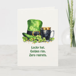 St. Patrick's Day Leprechaun Hatt & Mugg Roligt Ko Kort