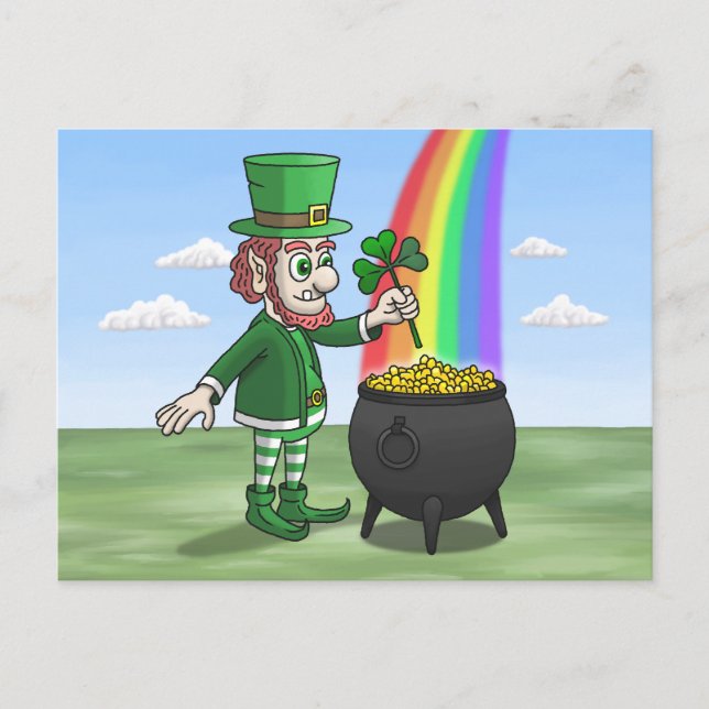 St. Patricks Day Leprechaun Helg Vykort (Framsida)