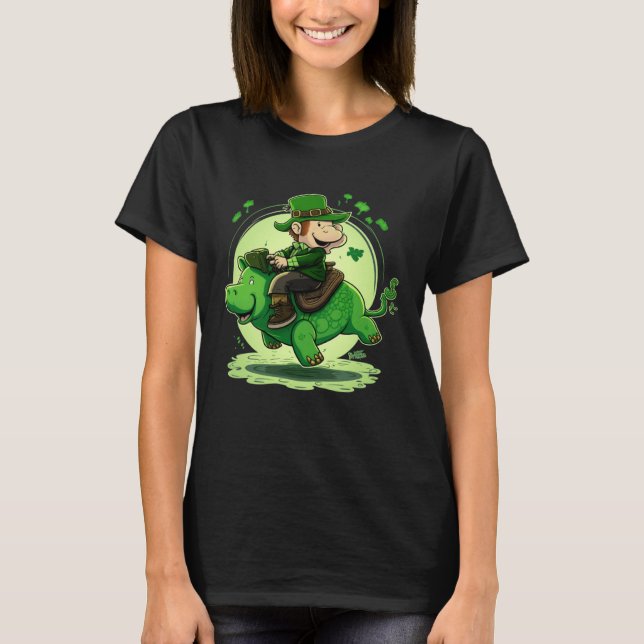 St Patricks Day Leprechaun Hippo Shamrock 1 T Shirt (Framsida)