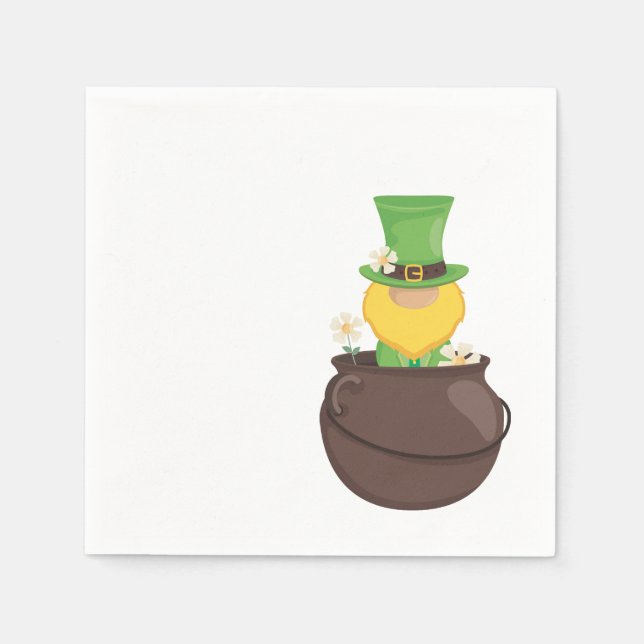 St. Patrick's Day Leprechaun i Guld Pappersservett (Framsidan)