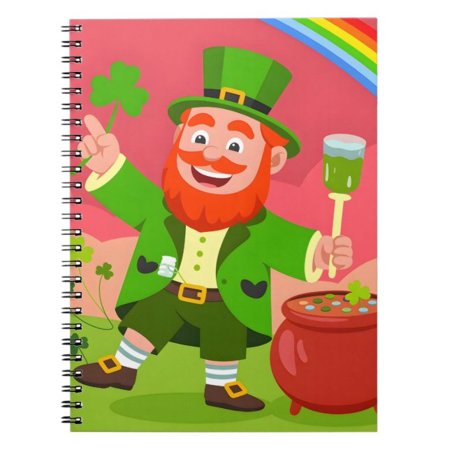 St. Patrick's Day Leprechaun Illustration  Anteckningsbok (Framsidan)
