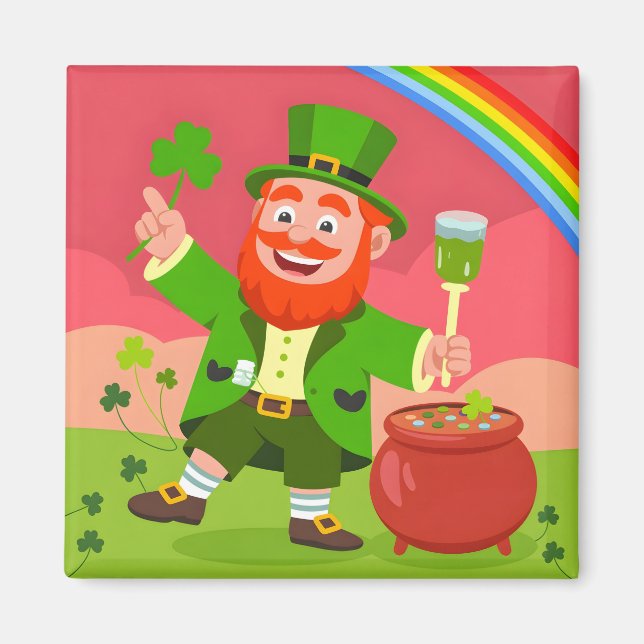 St. Patricks Day Leprechaun-illustration  Magnet (Framsidan)