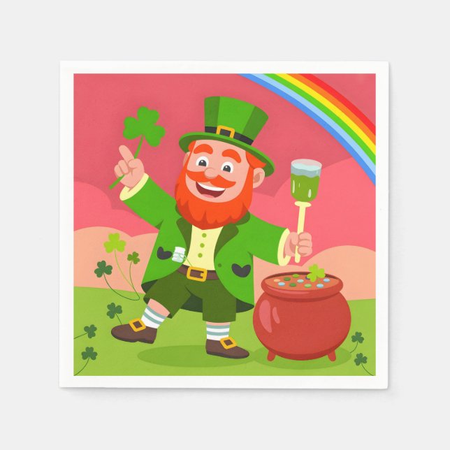 St. Patrick's Day Leprechaun-illustration  Pappersservett (Framsidan)