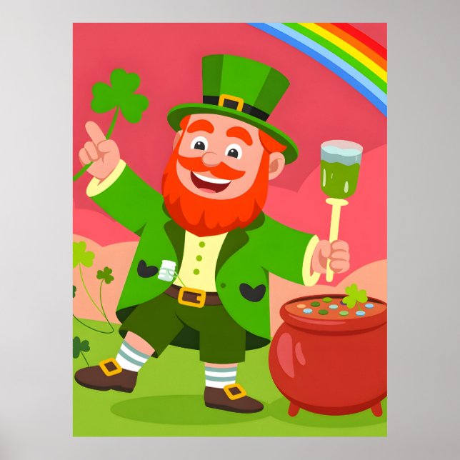 St. Patrick's Day Leprechaun Illustration  Poster (Framsidan)
