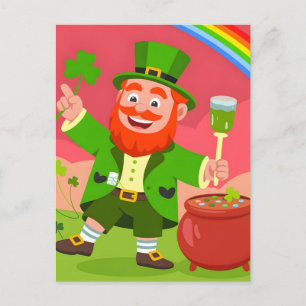 St. Patrick's Day Leprechaun-illustration Vykort