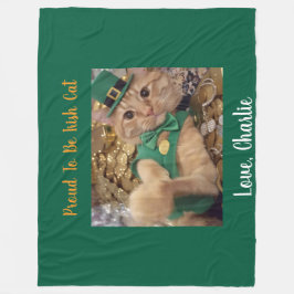 St Patricks Day Leprechaun Katt Fleecefilt