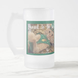 St Patricks Day Leprechaun Katt Frostat Ölglas