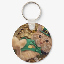 St Patricks Day Leprechaun Katt Nyckelring