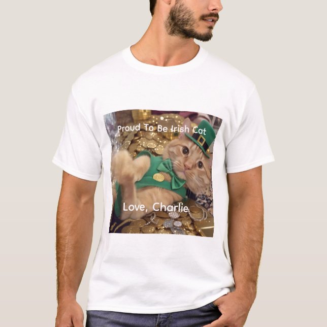 St Patrick's Day Leprechaun Katt  T Shirt (Framsida)