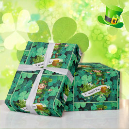 St. Patrick's Day Leprechaun Klöver Shamrock Presentpapper
