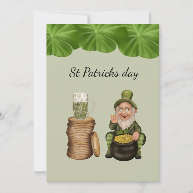 st patrick's day Leprechaun-kort för 2021 Julkort (Framsida)