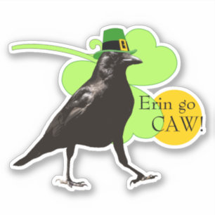 St. Patrick's Day Leprechaun Kråka Pun Erin Go Caw Klistermärken