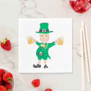 St Patrick's Day Leprechaun med Beer Mugg Pappersservett