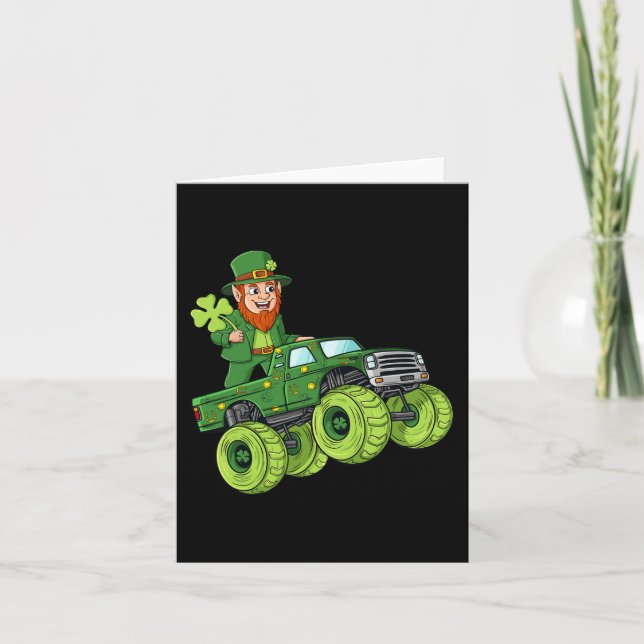 St patricks day Leprechaun Monster Lastbil Lucky B Kort (Framsida)