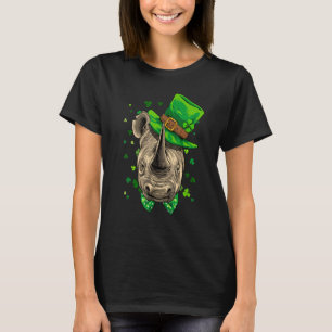 St Patricks Day Leprechaun Noshörning Shamrock Ir T Shirt
