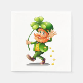 St. Patrick's Day Leprechaun och Guld Mynt Pappersservett