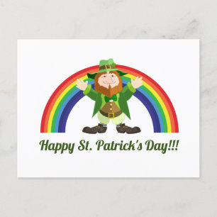 St. Patricks Day Leprechaun och Rainbow Postcard Vykort