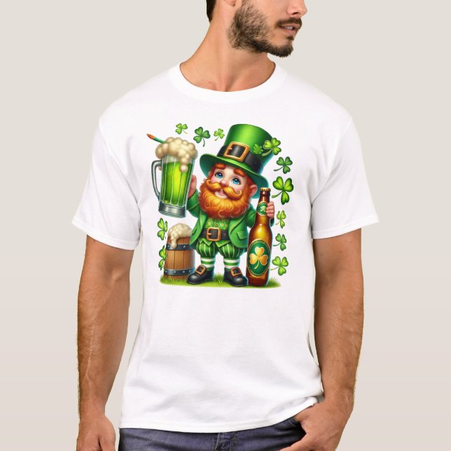 St. Patrick's Day Leprechaun Öl Design-65218 T Shirt (Framsida)
