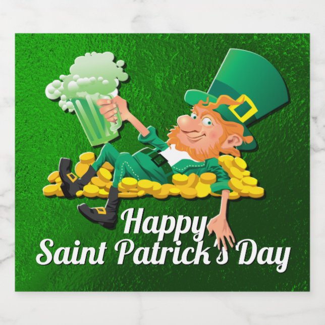 St patrick's day Leprechaun Ölflaska Etikett (Singel etikett)