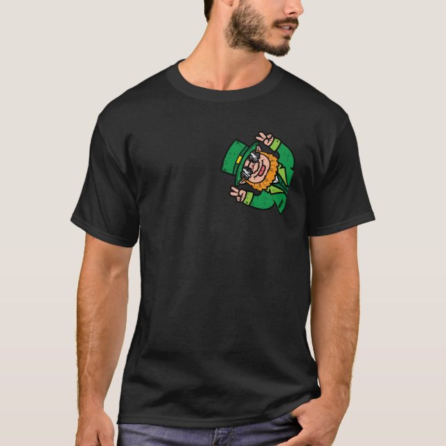 St Patricks Day Leprechaun Pocket Saint Paddys Pat T Shirt (Framsida)