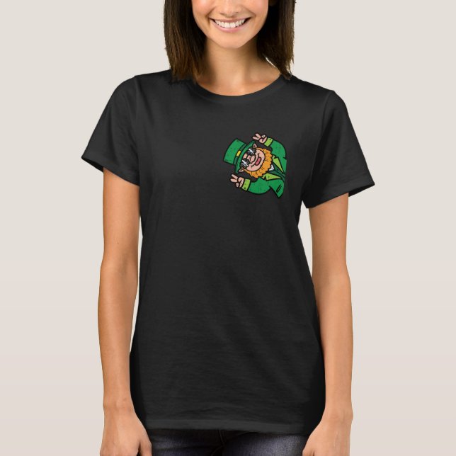 St Patricks Day Leprechaun Pocket Saint Paddys Pat T Shirt (Framsida)