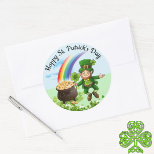 St. Patrick's Day Leprechaun Rainbow Large Runt Klistermärke