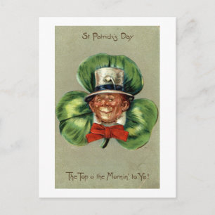 St patrick's day Leprechaun Repro Vintage 1908 Vykort