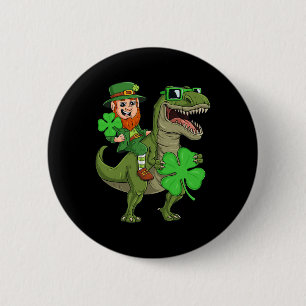 St patricks day Leprechaun Riding T Rex Roligt Din Knapp