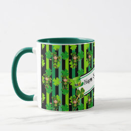 St. Patrick's Day Leprechaun Shamrock Add Namn Mug Mugg