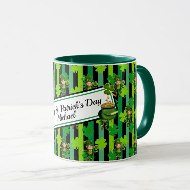 St. Patrick's Day Leprechaun Shamrock Add Namn Mug Mugg (Framsida höger)