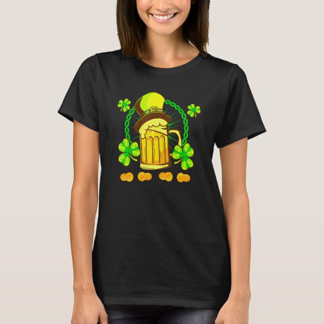 St Patrick's Day Leprechaun Shamrock Drink Beer Wi T Shirt (Framsida)