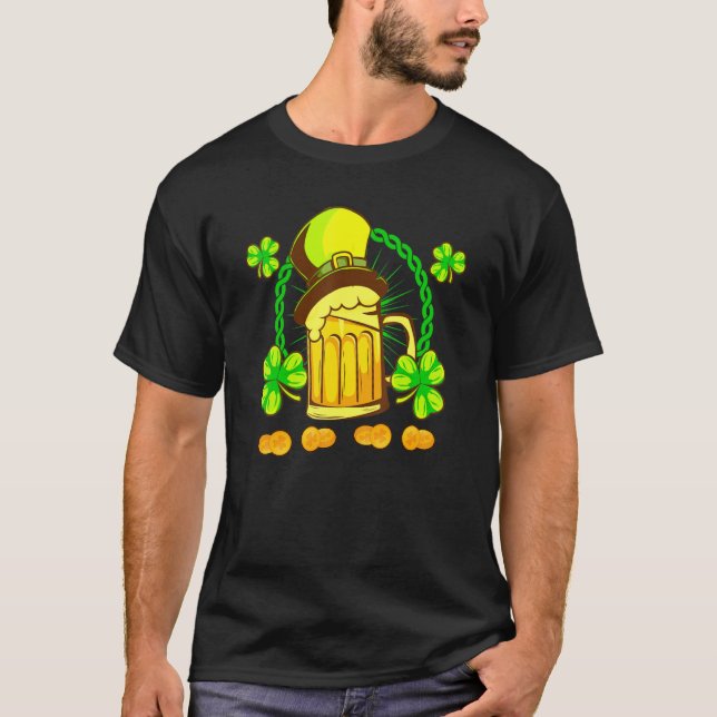 St patrick's day Leprechaun Shamrock Drink Beer Wi T Shirt (Framsida)
