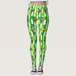St. Patrick's Day Leprechaun Shamrock Grönt Black Leggings