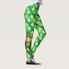 St. Patrick's Day Leprechaun Shamrock Grönt White Leggings