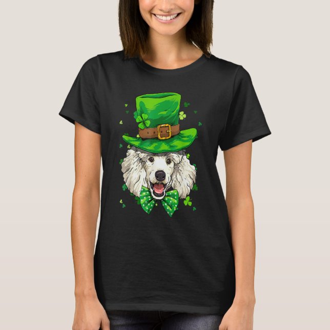St Patrick's Day Leprechaun Shamrock Poodle Dog Ir T Shirt (Framsida)