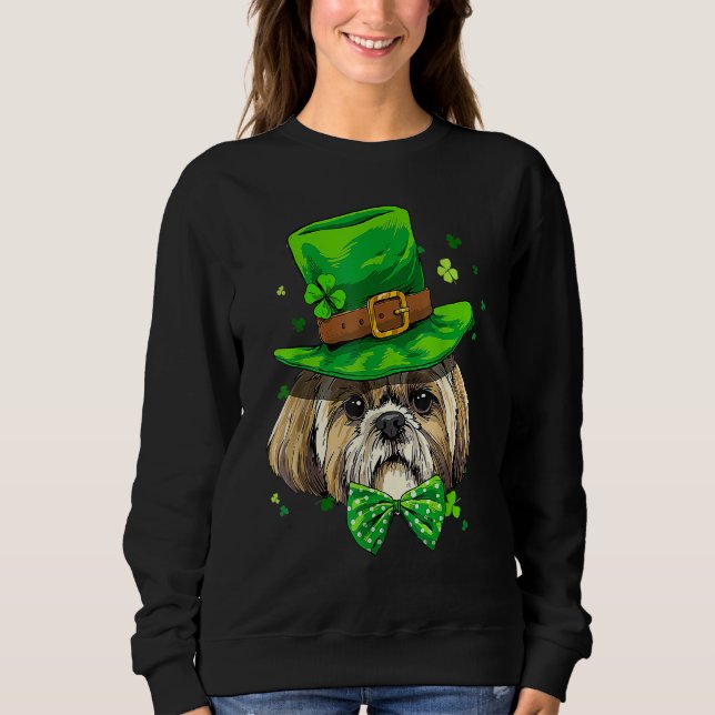 St Patrick's Day Leprechaun Shamrock Shih Tzu Iris T Shirt (Framsida)