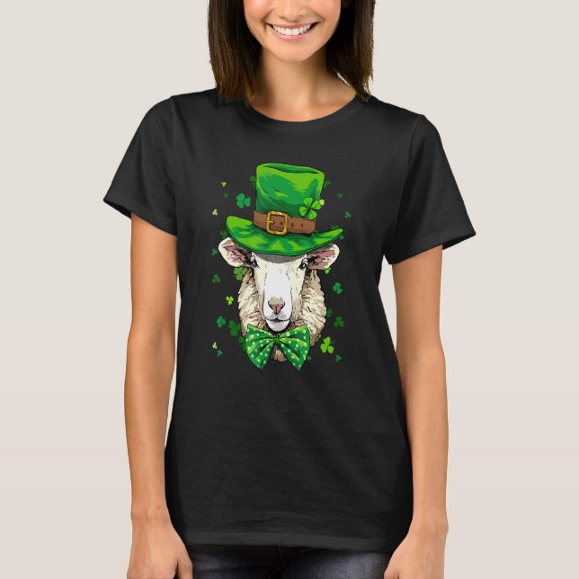 St Patrick's Day Leprechaun Sheep Lamb Shamrock Ir T Shirt (Framsida)