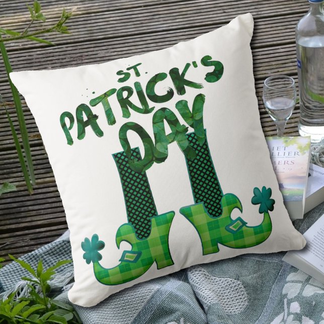 St Patricks Day Leprechaun-skor Kudde (Skapare uppladdad)