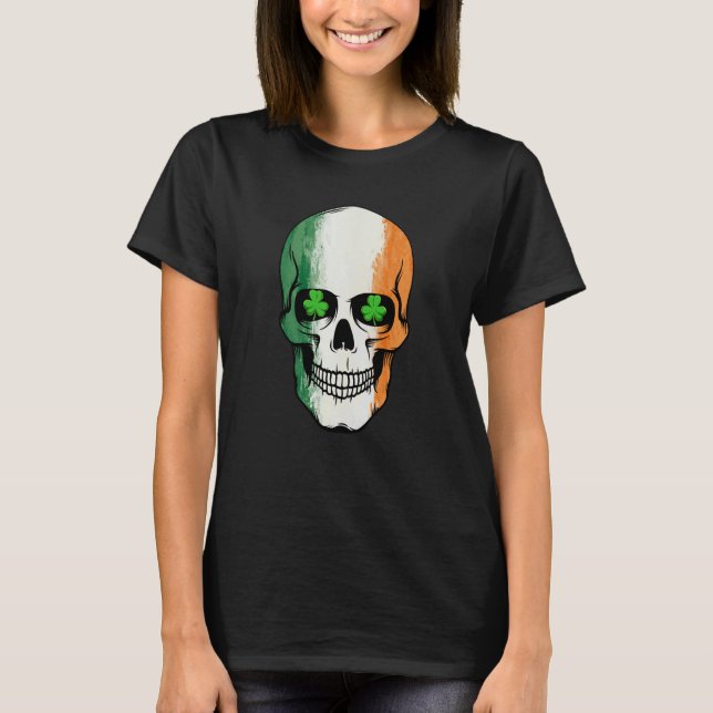 St Patricks Day  Leprechaun Skull Irish Ireland Fl T Shirt (Framsida)