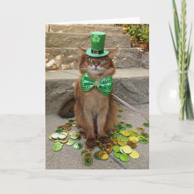 St. Patrick's Day Leprechaun Somali Cat med Hat Kort (Framsida)