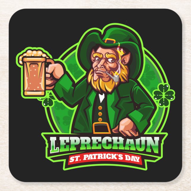 St. Patrick's Day Leprechaun Underlägg Papper Kvadrat (Framsidan)