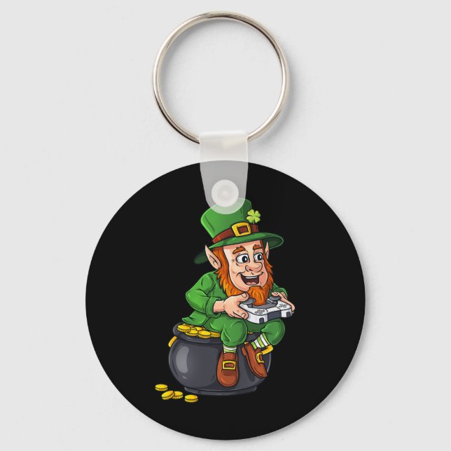 St patricks day Leprechaun Video Game Controller B Nyckelring (Framsida)