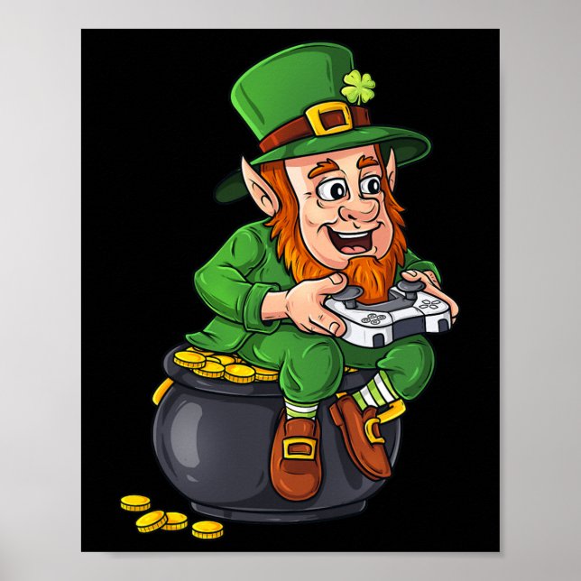 St patricks day Leprechaun Video Game Controller B Poster (Framsidan)
