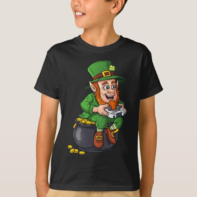 St patricks day Leprechaun Video Game Controller B T Shirt (Framsida)