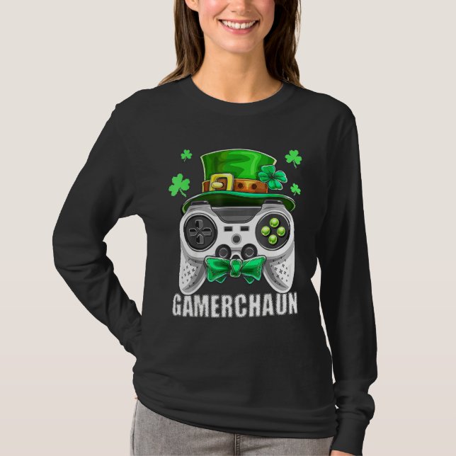 St patricks day Leprechaun Video Game Controller B T Shirt (Framsida)