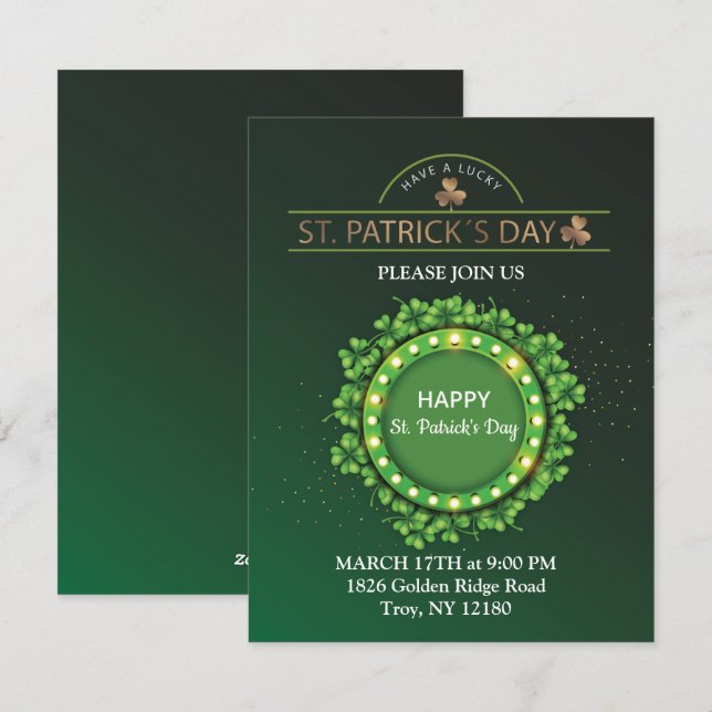St. Patrick's Day Leprechaunhatt Shamrocks Irländs Julkort (Fram/baksida)