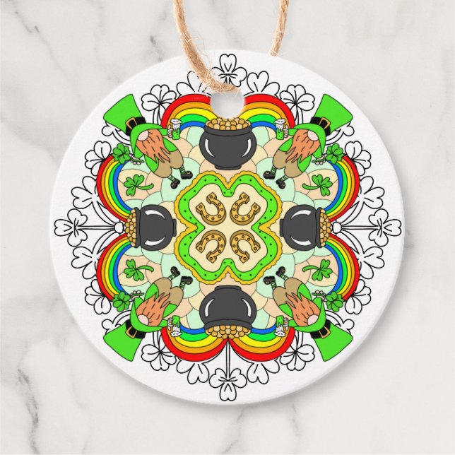 St patrick's day Leprechaunss Mandala Gåvor Etiketter (Framsida)