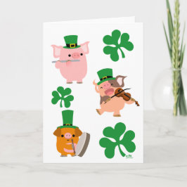 St patrick's day lille musiker hälsar på kort